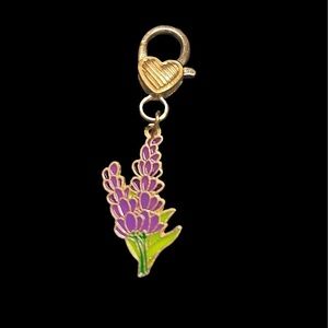Purple lupin keyring Flower keychain  gardeners  plant Enamel charms gold tone